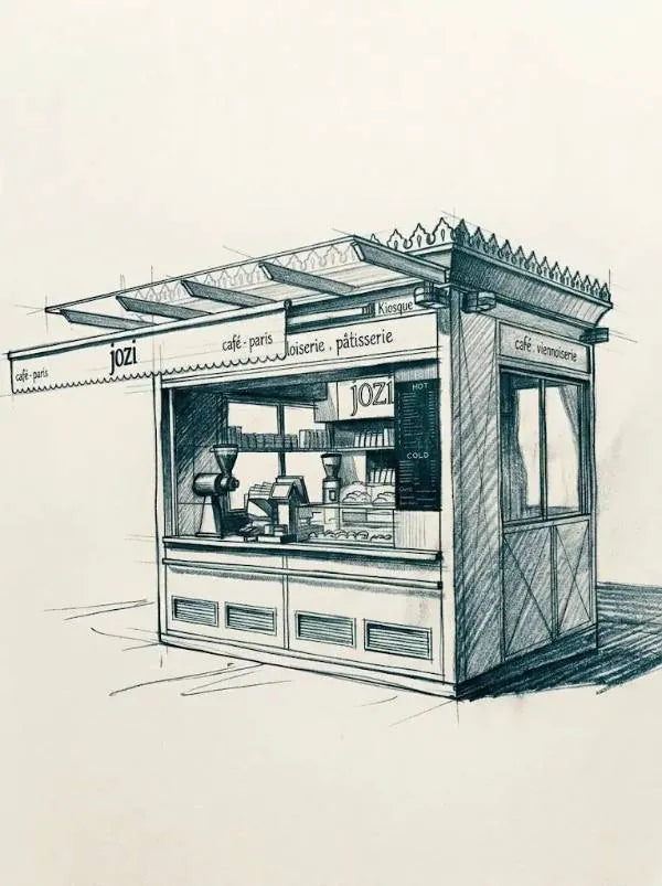 Dessin du futur kiosque JOZI place Henri-Mondor à Odéon